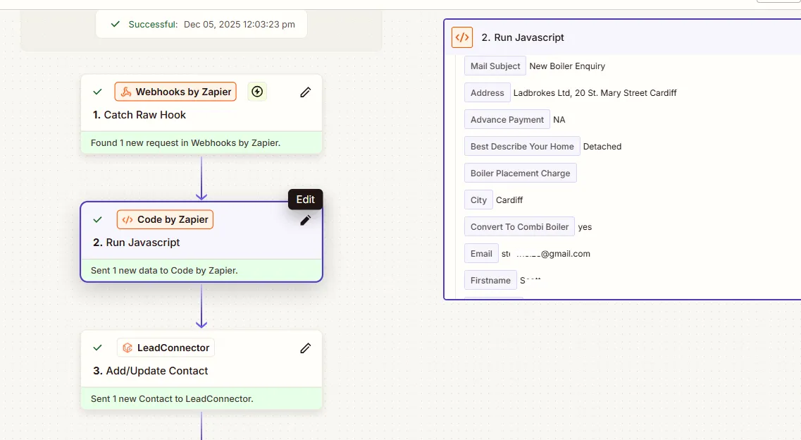 Data Formatting Step (JS Code)