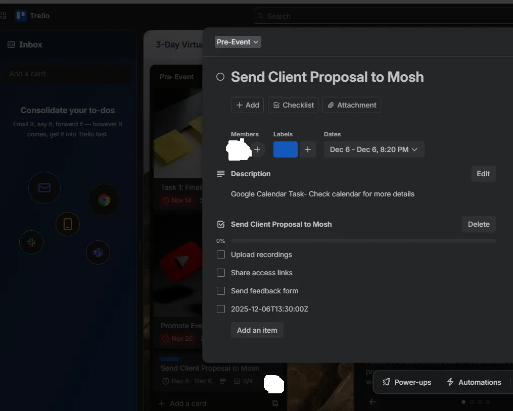 Trello Card Successfully Added