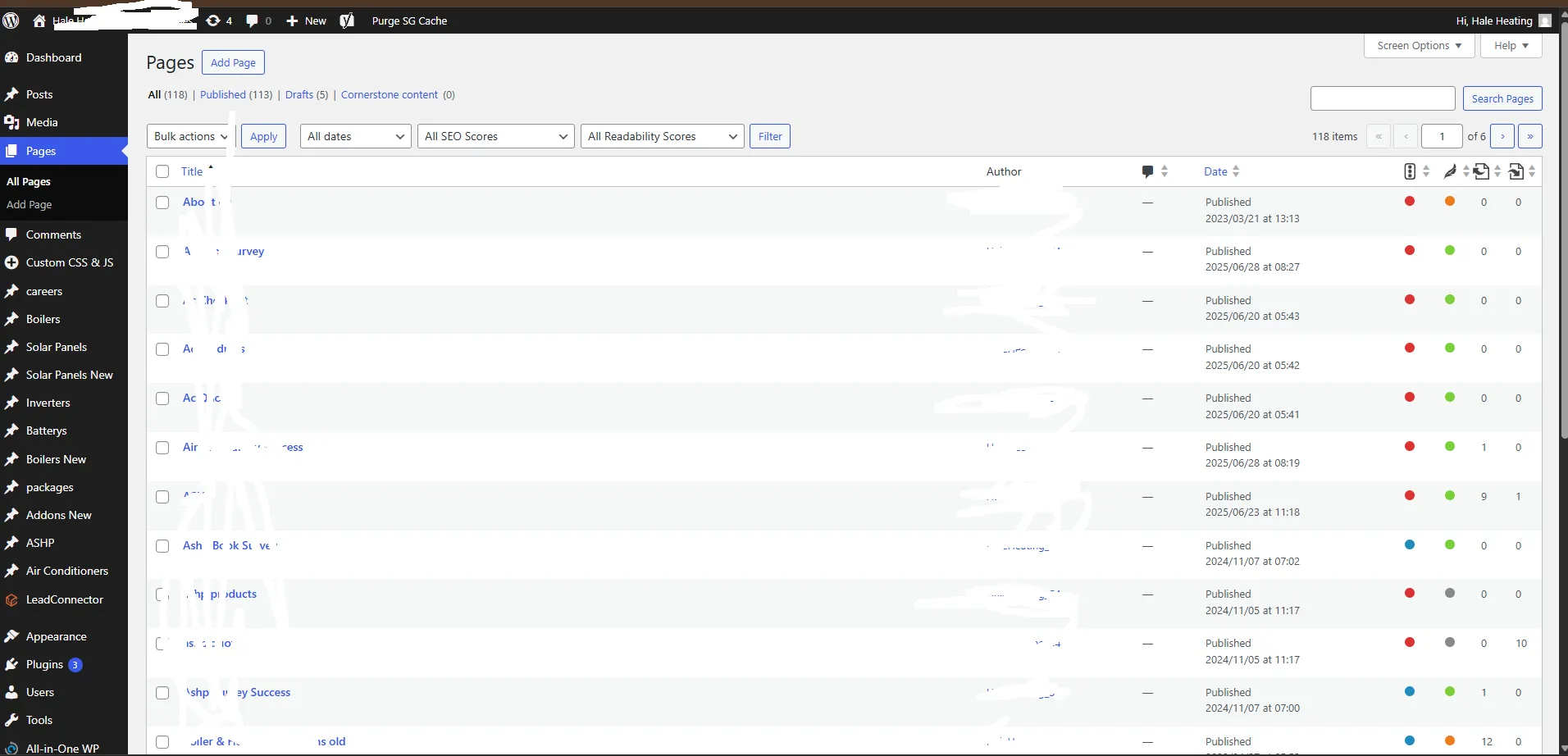 WordPress Pages Backend
