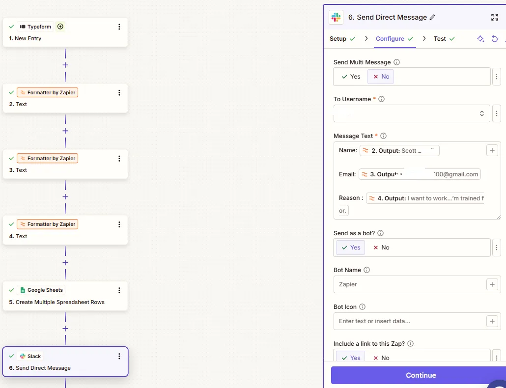Slack Message Configuration