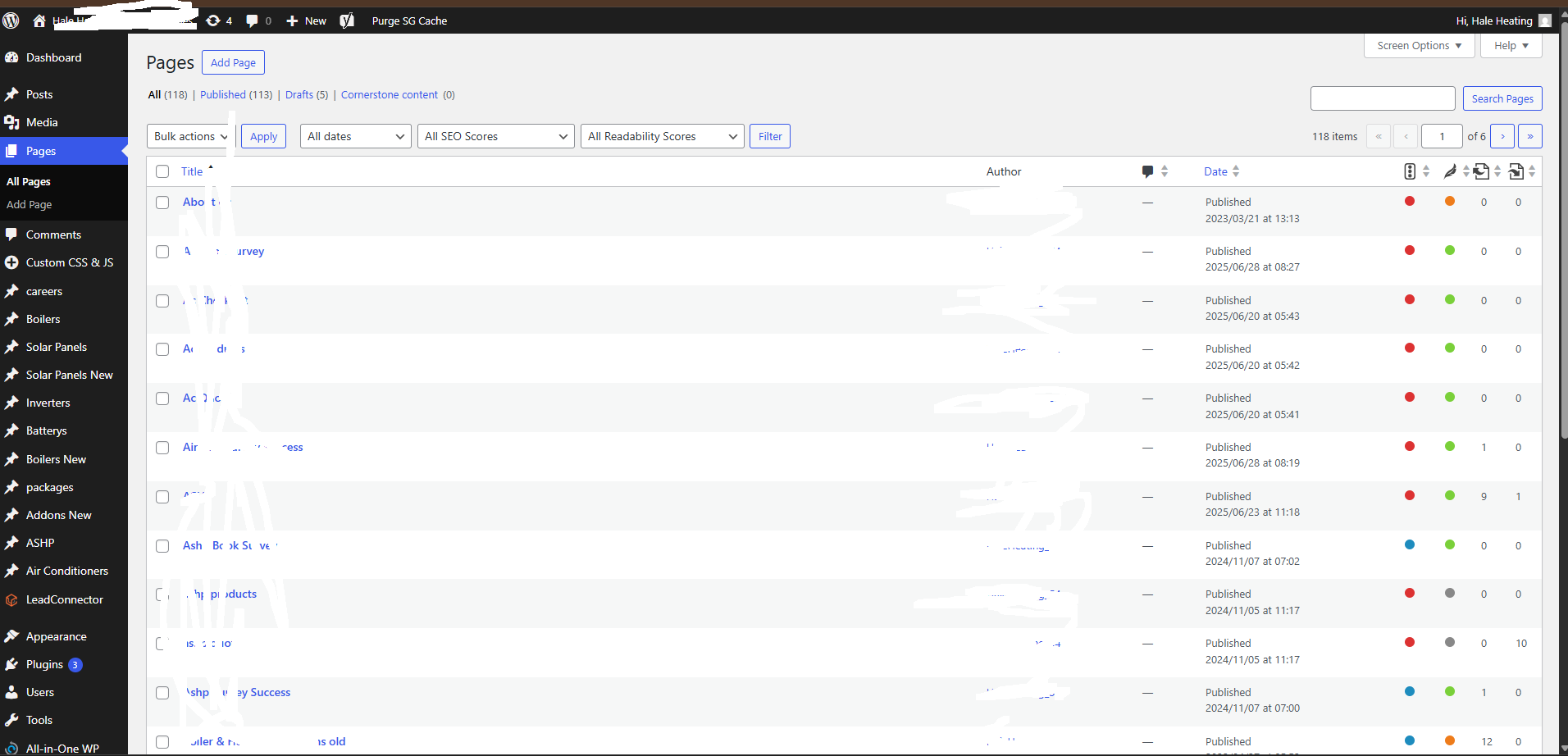 WordPress Pages Backend